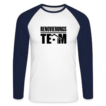 Renovierung Team Renovieren Sanieren - Unisex Baseballshirt langarm - Weiß/Navy - Vorne - Nik (191cm)