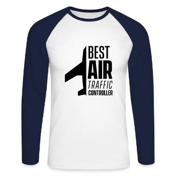 Best Air Traffic Controller Job Air Traffic Controller Air Traffic Controller - Unisex Long Sleeve Baseball T-Shirt - white/navy - Front - Nik (191cm)