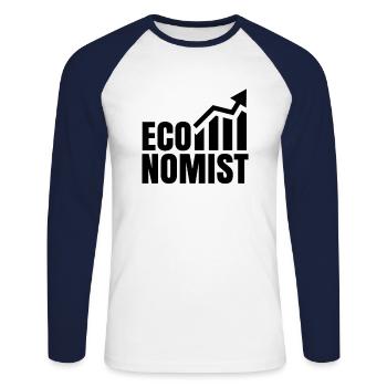 Économiste Économie Économiste Science Économie - T-shirt baseball manches longues Homme - blanc/marine - Devant - Nik (191cm)