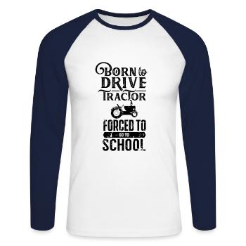 Né pour conduire un tracteur tracteur tracteur - T-shirt baseball manches longues Homme - blanc/marine - Devant - Nik (191cm)