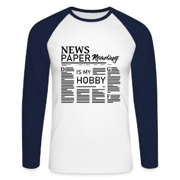 Reading the newspaper is my hobby reader magazine - Unisex Long Sleeve Baseball T-Shirt - white/navy - Front - Nik (191cm)