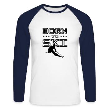 Né pour skier après ski skis skis - T-shirt baseball manches longues Homme - blanc/marine - Devant - Nik (191cm)