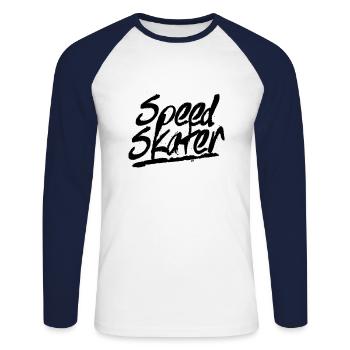 Speed Skater Skating Speed Skating Skating - Unisex Long Sleeve Baseball T-Shirt - white/navy - Front - Nik (191cm)