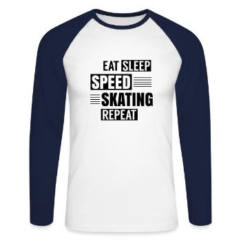 Speed Skating Speed Skater Inline Skaten - Unisex Baseballshirt langarm - Weiß/Navy - Vorne - Nik (191cm)