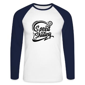 Speedskating Inline Skaten Speed Skater - Unisex Baseballshirt langarm - Weiß/Navy - Vorne - Nik (191cm)