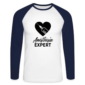 Anästhesist Anästhesie Beruf Narkosearzt Narkose - Unisex Baseballshirt langarm - Weiß/Navy - Vorne - Nik (191cm)