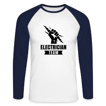 Beruf Elektrik Elektriker Elektroinstallateur Team - Unisex Baseballshirt langarm - Weiß/Navy - Vorne - Nik (191cm)