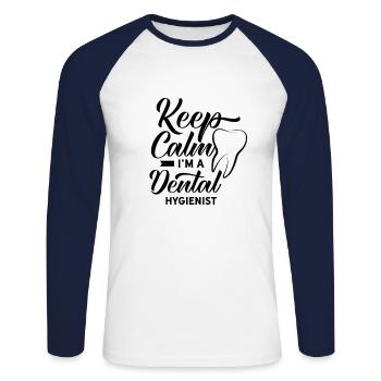 Keep Calm I'm A Dental Hygienist Profession Zah - Unisex Long Sleeve Baseball T-Shirt - white/navy - Front - Nik (191cm)