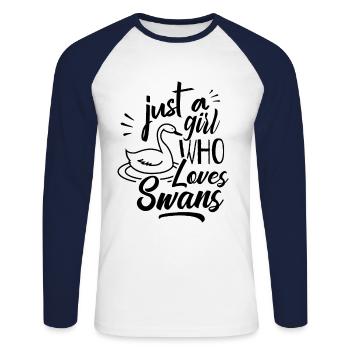 Ein Mädchen Das Schwäne Liebt Schwan Vogel Lustig - Unisex Baseballshirt langarm - Weiß/Navy - Vorne - Nik (191cm)