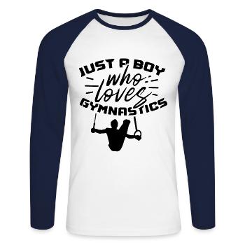 Nur Ein Junge Der Gymnastik Liebt Gymnast Akrobat - Unisex Baseballshirt langarm - Weiß/Navy - Vorne - Nik (191cm)
