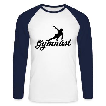 Gymnast Gymnastik Akrobat Turner Turnen - Unisex Baseballshirt langarm - Weiß/Navy - Vorne - Nik (191cm)