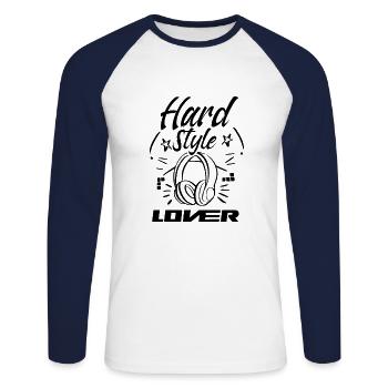 Hardstyle Hard Style Music Techno Electro - Unisex Long Sleeve Baseball T-Shirt - white/navy - Front - Nik (191cm)