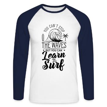 Du Kannst Lernen Zu Surfen Surf Surfing Surfer - Unisex Baseballshirt langarm - Weiß/Navy - Vorne - Nik (191cm)