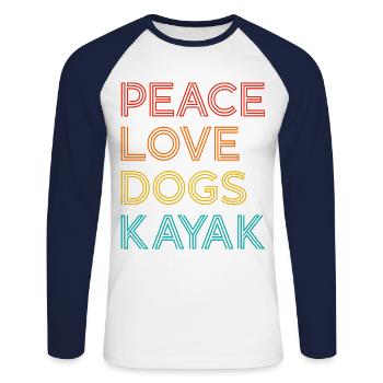 Peace Love Dogs Kayak Canoe Kayaking Rower Rowing - Unisex Baseballshirt langarm - Weiß/Navy - Vorne - Nik (191cm)