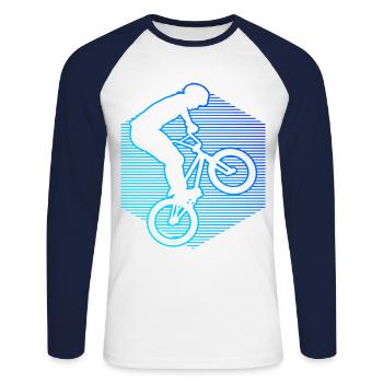 bmx jungen Radfahren bmx fahrrad Damen Bike - Unisex Baseballshirt langarm - Weiß/Navy - Vorne - Nik (191cm)