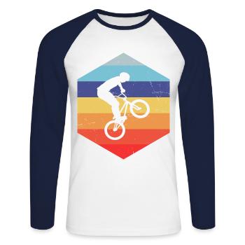 bmx Herren Damen bmx jungen Radfahren Bike - Unisex Baseballshirt langarm - Weiß/Navy - Vorne - Nik (191cm)