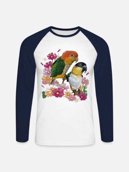 The orange-headed caique - Unisex Long Sleeve Baseball T-Shirt - white/navy