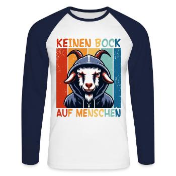 Schwarzer Humor Keinen Bock Auf Menschen Sarkasmus - Unisex Baseballshirt langarm - Weiß/Navy - Vorne - Nik (191cm)