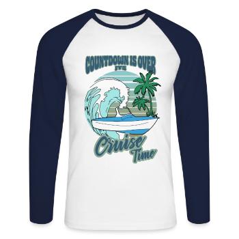Countdown is Over - Its Cruise Time - Unisex Baseballshirt langarm - Weiß/Navy - Vorne - Nik (191cm)