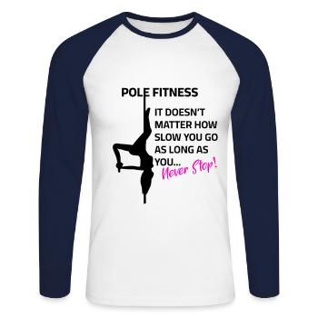 Never Stop Poledance - Unisex Baseballshirt langarm - Weiß/Navy - Vorne - Nik (191cm)
