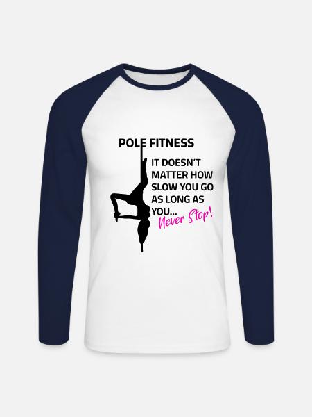 Never Stop Pole Dance - Unisex Long Sleeve Baseball T-Shirt - white/navy