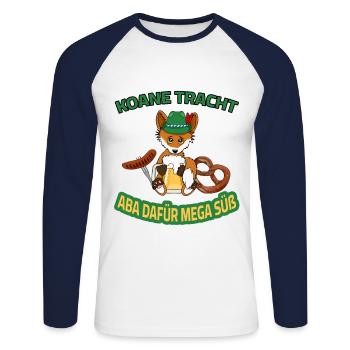 Bayern Fest - Koane Tracht aba but mega sweet - Unisex Long Sleeve Baseball T-Shirt - white/navy - Front - Nik (191cm)