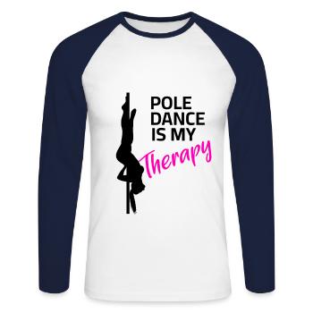 Pole Dance is my Therapy - Unisex Long Sleeve Baseball T-Shirt - white/navy - Front - Nik (191cm)