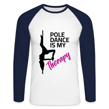 Poledance Therapy - Unisex Baseballshirt langarm - Weiß/Navy - Vorne - Nik (191cm)
