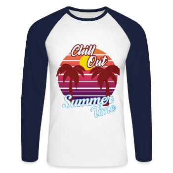 Sunset - Unisex Long Sleeve Baseball T-Shirt - white/navy - Front - Nik (191cm)