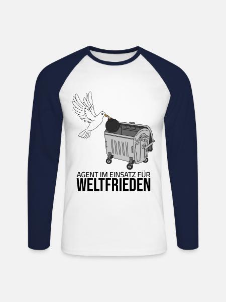 Agent im Einsatz für Weltfrieden - Unisex Baseballshirt langarm - Weiß/Navy
