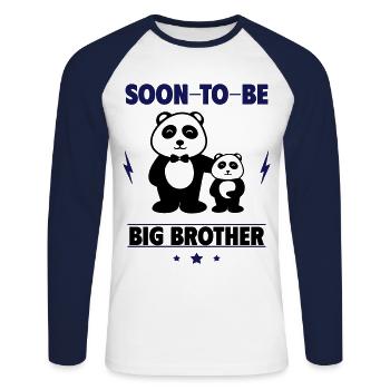 Big brother soon: funny and sweet announcement - Unisex Long Sleeve Baseball T-Shirt - white/navy - Front - Nik (191cm)