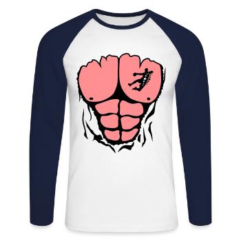 handball body torn muscle muscular body - Unisex Long Sleeve Baseball T-Shirt - white/navy - Front - Nik (191cm)