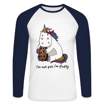 Fluffy Einhorn - Unisex Baseballshirt langarm - Weiß/Navy - Vorne - Nik (191cm)