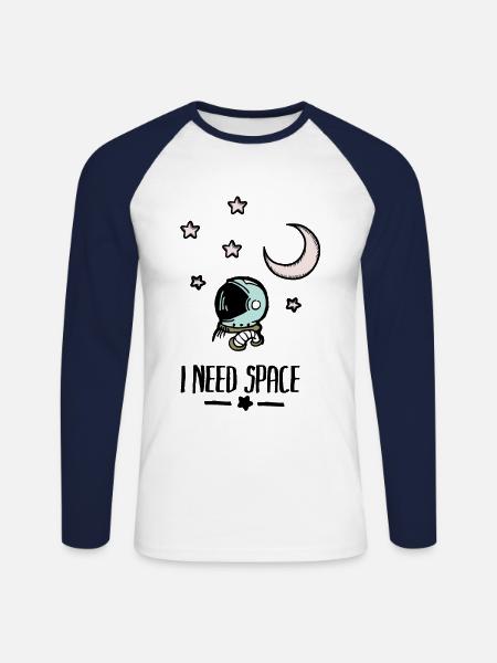 I need space - Unisex Long Sleeve Baseball T-Shirt - white/navy