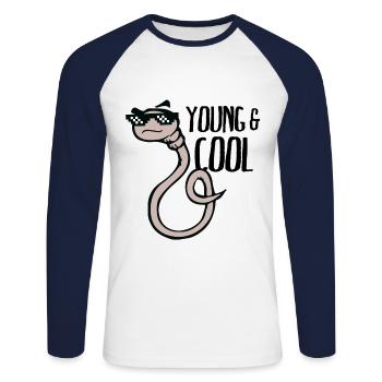 Jeune et cool - T-shirt baseball manches longues Homme - blanc/marine - Devant - Nik (191cm)
