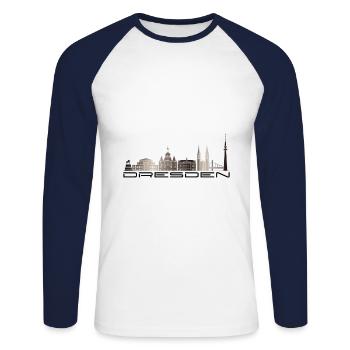 Dresden - Unisex Baseballshirt langarm - Weiß/Navy - Vorne - Nik (191cm)