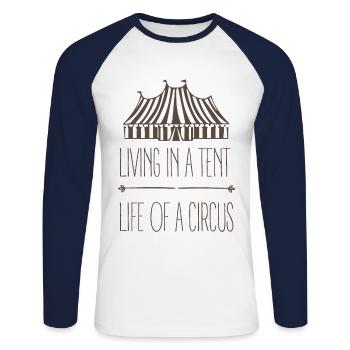 Circus live in a tent - Unisex Long Sleeve Baseball T-Shirt - white/navy - Front - Nik (191cm)