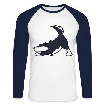 Husky - T-shirt baseball manches longues Homme - blanc/marine - Devant - Nik (191cm)