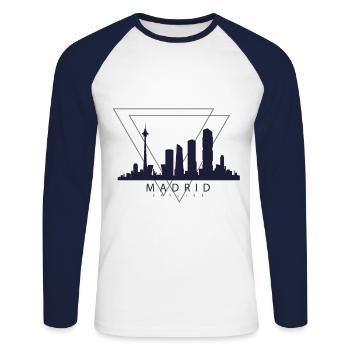 Madrid - Unisex Baseballshirt langarm - Weiß/Navy - Vorne - Nik (191cm)