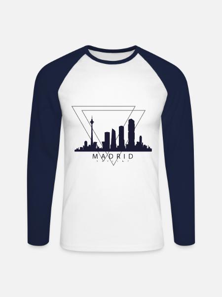 Madrid - Unisex Long Sleeve Baseball T-Shirt - white/navy