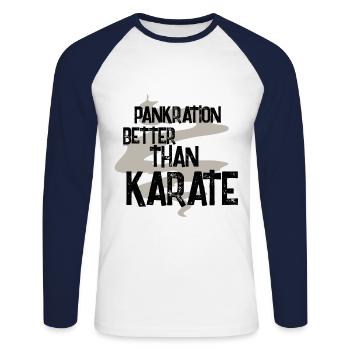 Pankration is better than karate - Unisex Long Sleeve Baseball T-Shirt - white/navy - Front - Nik (191cm)