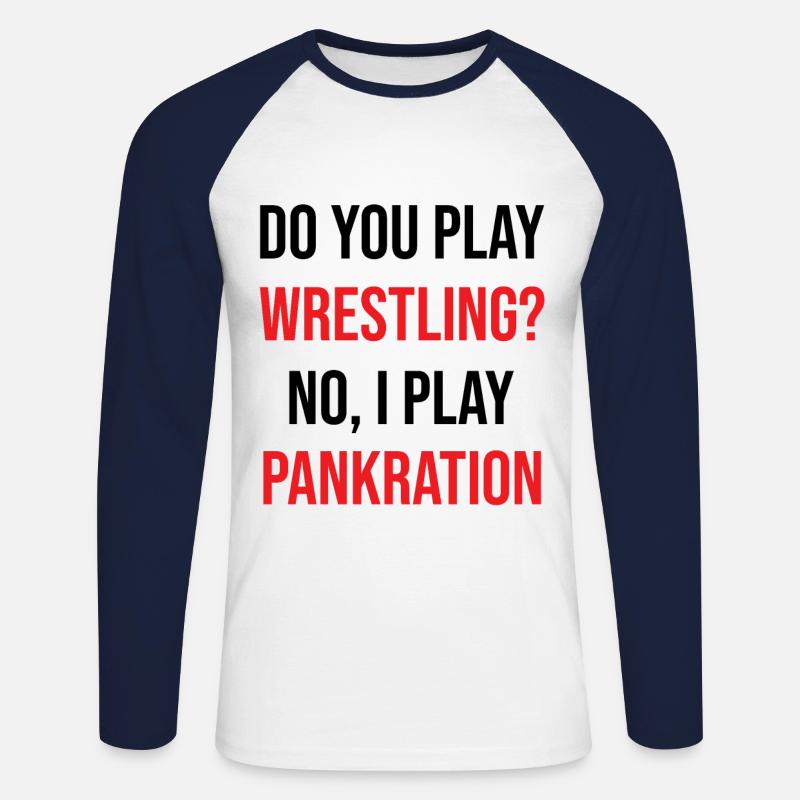 Spielst du Pankration - Unisex Baseballshirt langarm - Weiß/Navy