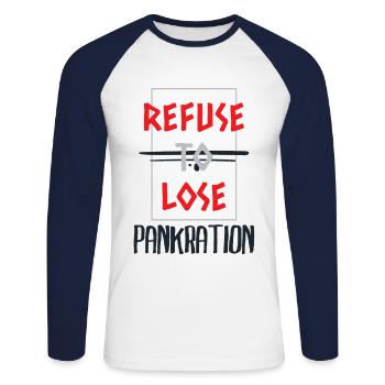 refuse to lose mix martial art - Unisex Long Sleeve Baseball T-Shirt - white/navy - Front - Nik (191cm)