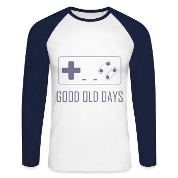 The good old days -Konsole- Gamer - Unisex Long Sleeve Baseball T-Shirt - white/navy - Front - Nik (191cm)