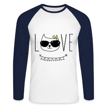 Cats love - Unisex Long Sleeve Baseball T-Shirt - white/navy - Front - Nik (191cm)