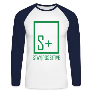 Stay positive - Unisex Long Sleeve Baseball T-Shirt - white/navy - Front - Nik (191cm)