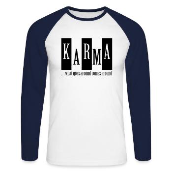 Tout prend sa revanche un jour - T-shirt baseball manches longues Homme - blanc/marine - Devant - Nik (191cm)