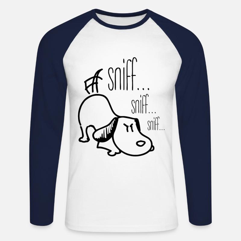 Hund -sniff sniff sniff- - Unisex Baseballshirt langarm - Weiß/Navy