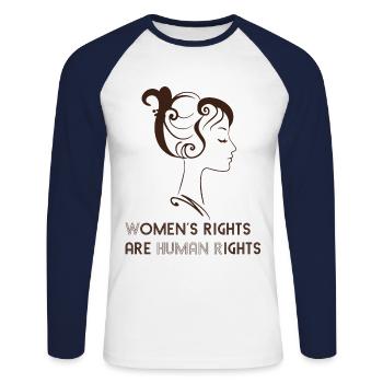 Women`s rights are human rights - Unisex Long Sleeve Baseball T-Shirt - white/navy - Front - Nik (191cm)