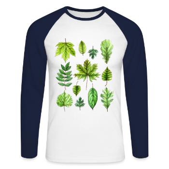 Leaves, foliage, tree leaves, foliage - Unisex Long Sleeve Baseball T-Shirt - white/navy - Front - Nik (191cm)
